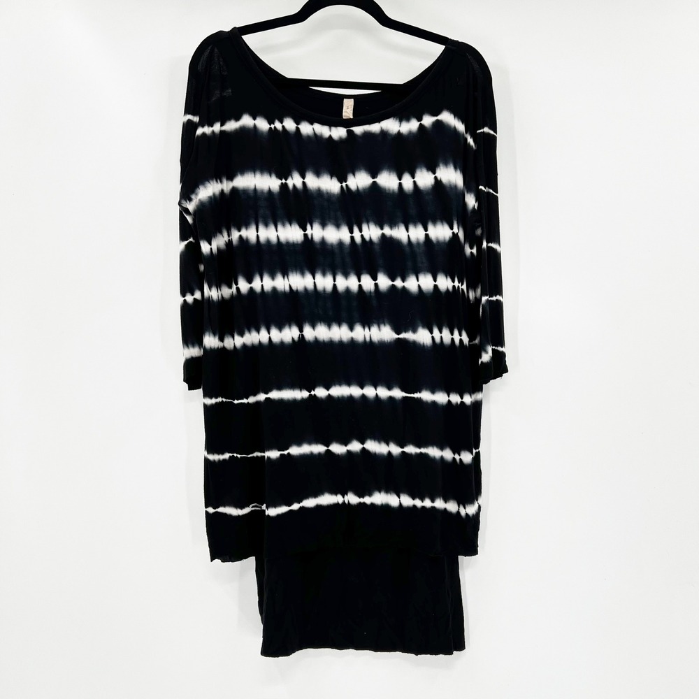 Bailey 44 Black White Tie Dye Long Sleeve Tunic Top Shirt Women's Size S